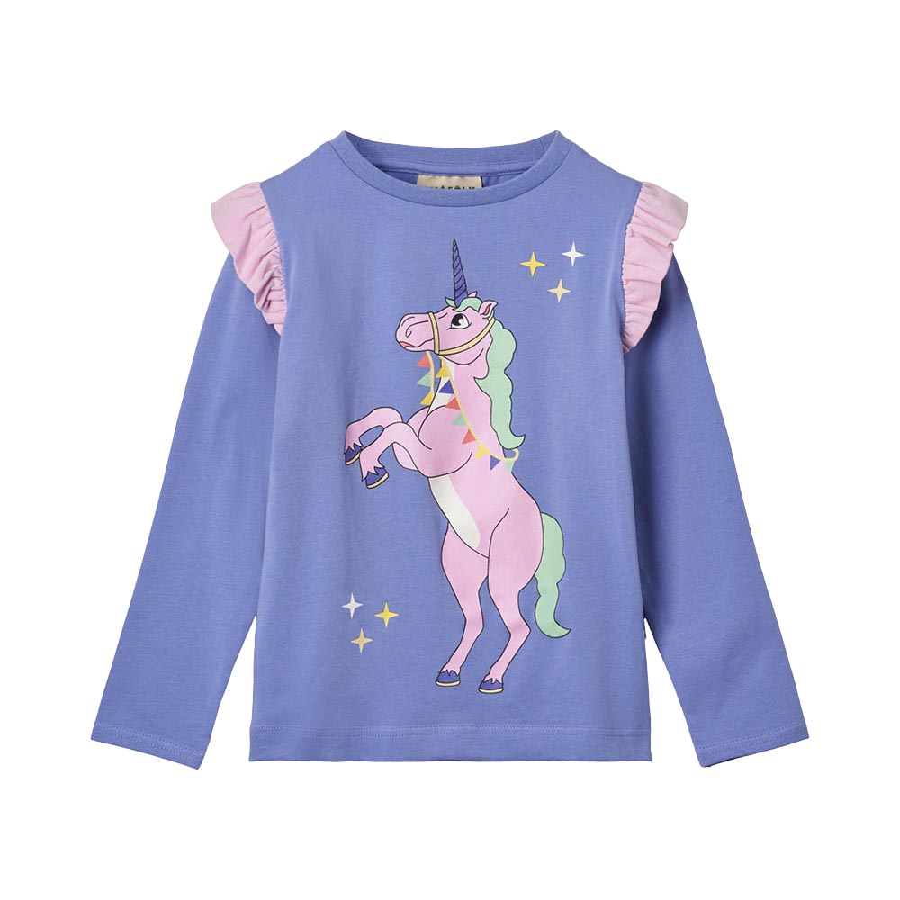 Smafolk Unicorn Print Long Sleeve T-Shirt - Purple