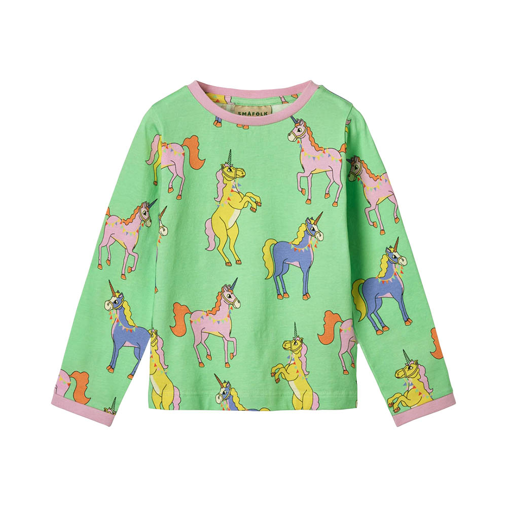 Smafolk Unicorn Print Long Sleeve T-Shirt - Green