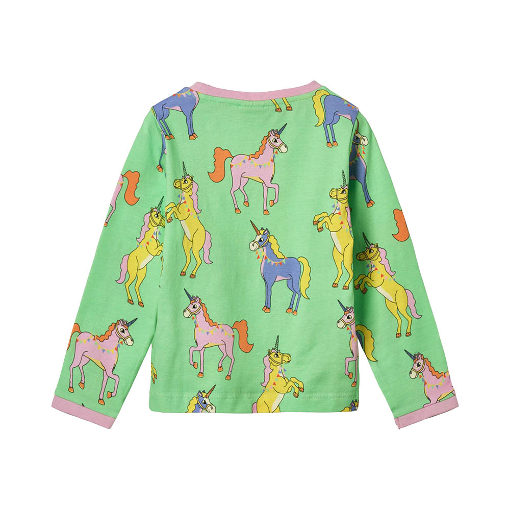 Smafolk Unicorn Print Long Sleeve T-Shirt - Green