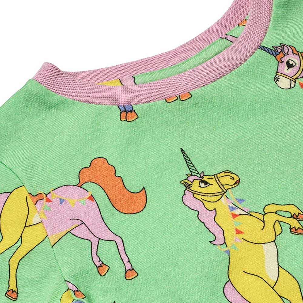 Smafolk Unicorn Print Long Sleeve T-Shirt - Green