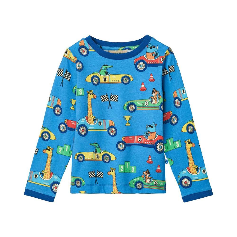 Smafolk Race Cars Print Long Sleeve T-Shirt - Blue