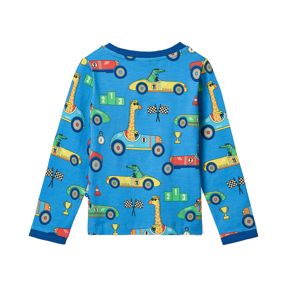 Smafolk Race Cars Print Long Sleeve T-Shirt - Blue