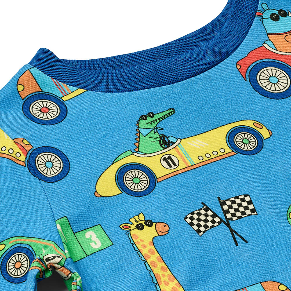 Smafolk Race Cars Print Long Sleeve T-Shirt - Blue