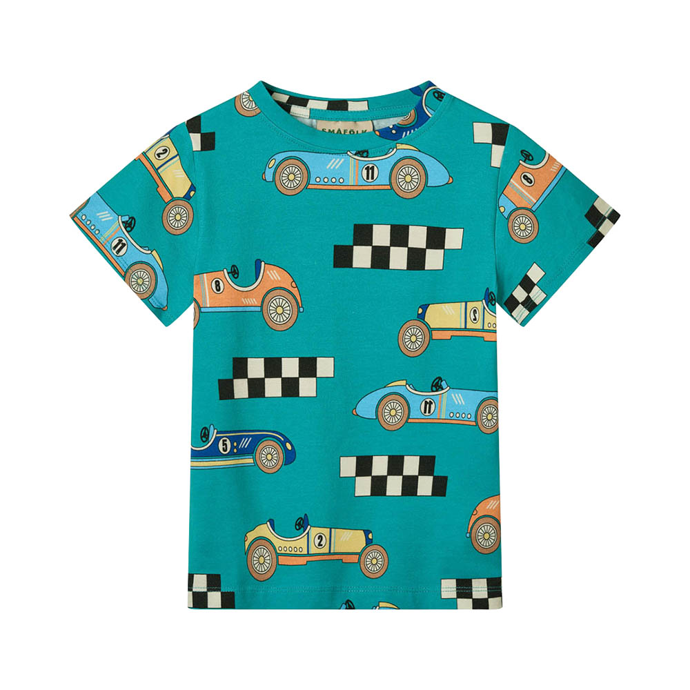Smafolk Race Cars Print T-Shirt - Green