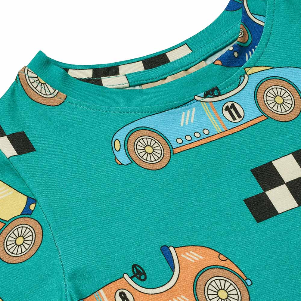 Smafolk Race Cars Print T-Shirt - Green