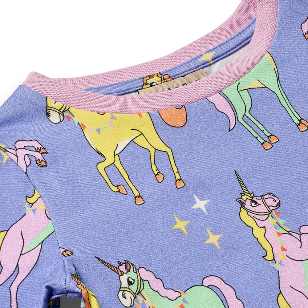 Smafolk Unicorns Print Nightsuit - Purple - 2 Pcs