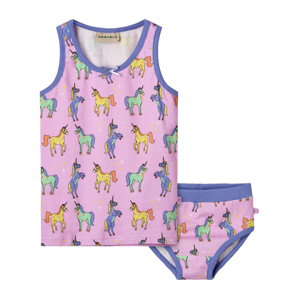 Smafolk Unicorn Print Vest & Underwear - Pink - 2 Pcs