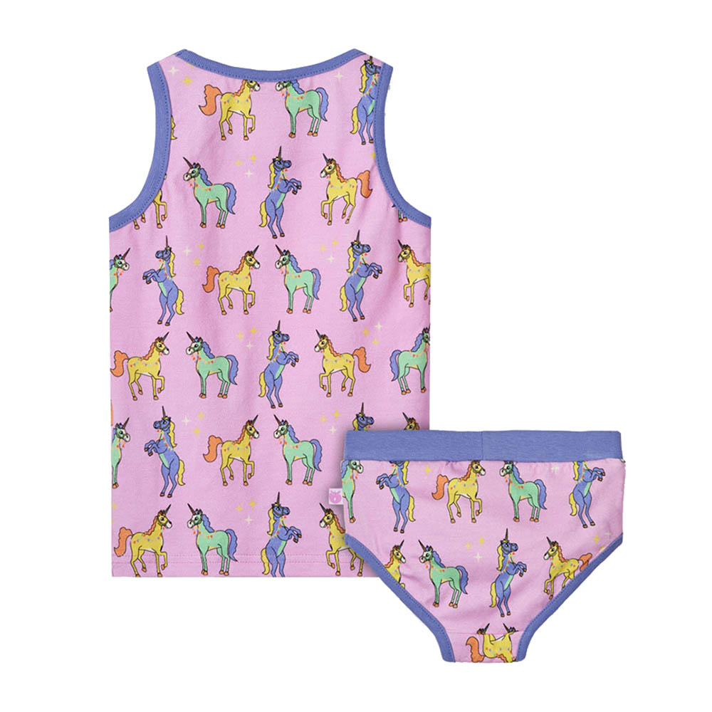 Smafolk Unicorn Print Vest & Underwear - Pink - 2 Pcs