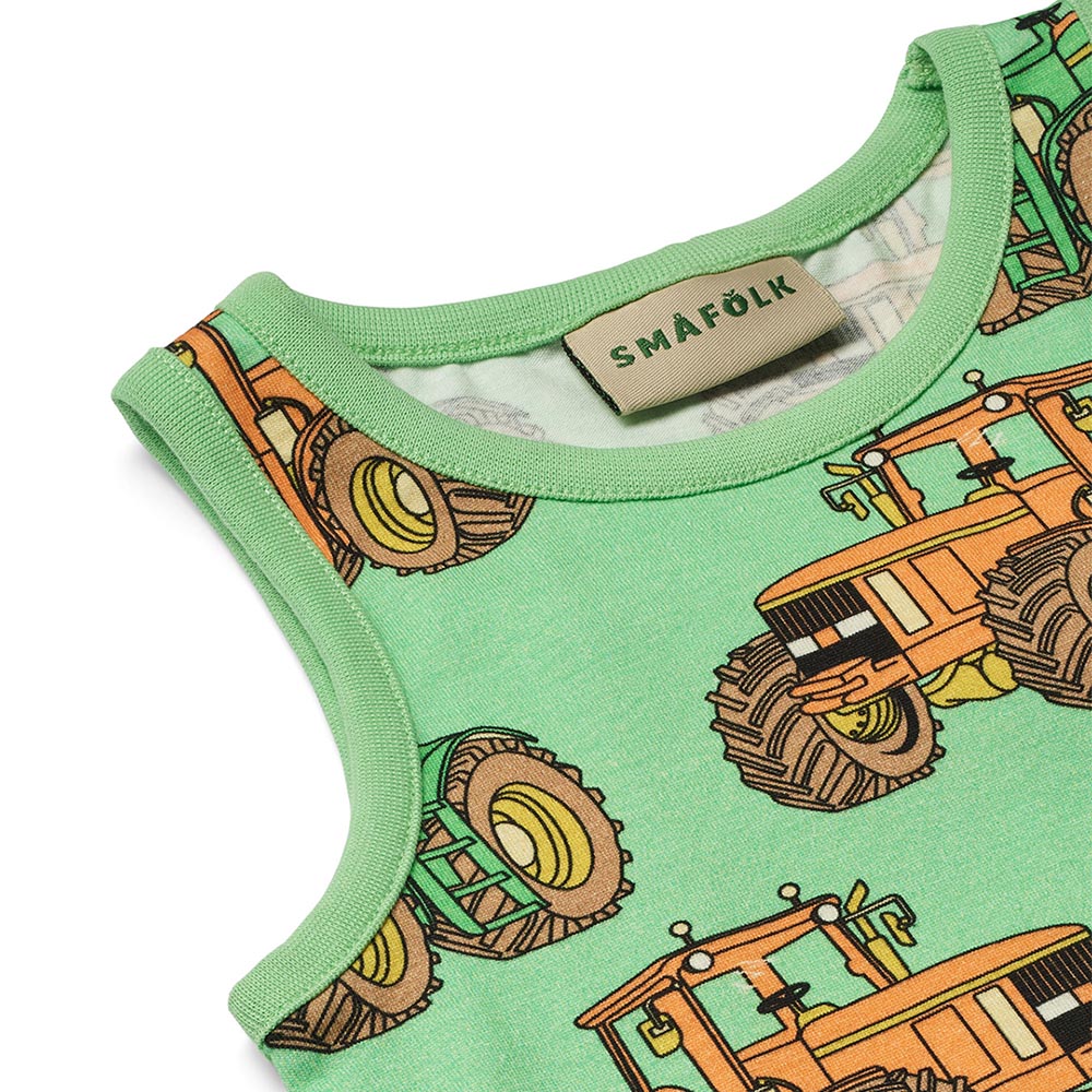 Smafolk Tractors Print Sleeveless T-Shirt & Underwear - Green - 2 Pcs