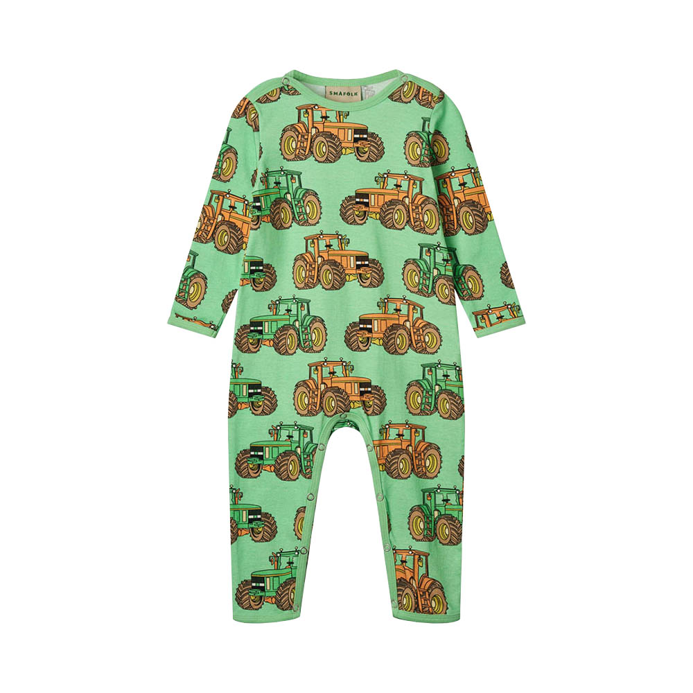 Smafolk Tractors Print Long Sleeve Jumpsuit - Green