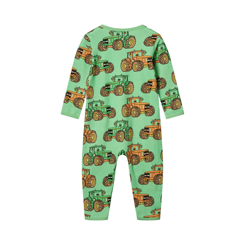 Smafolk Tractors Print Long Sleeve Jumpsuit - Green