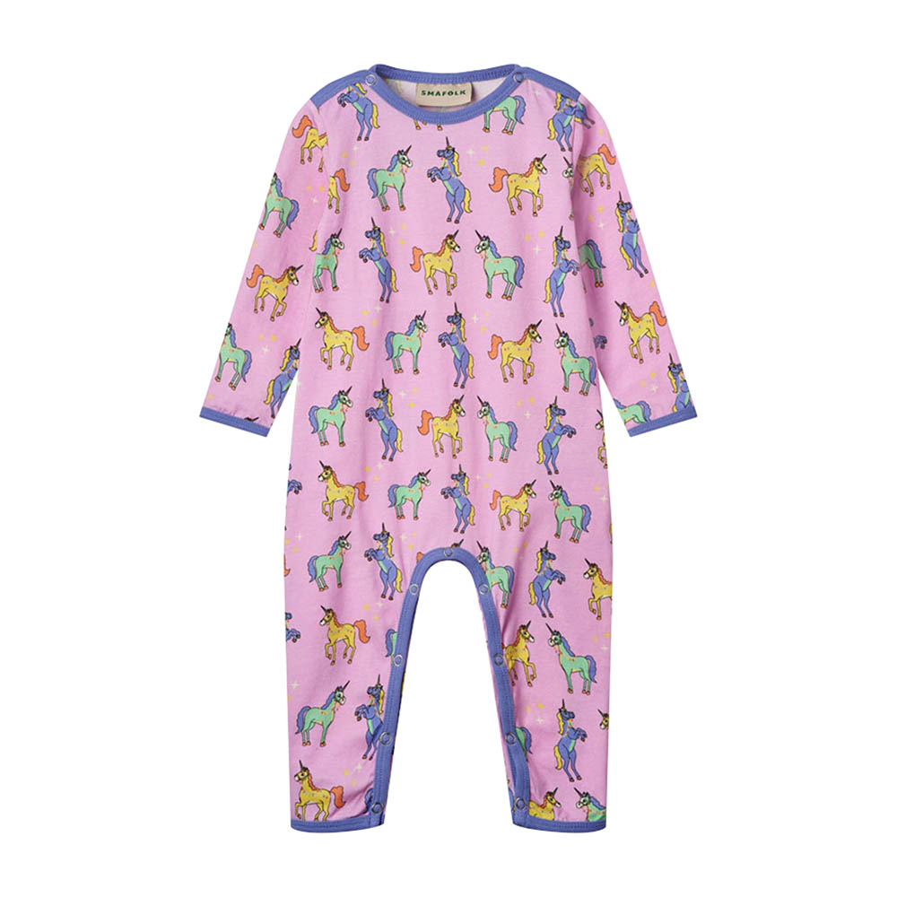 Smafolk Unicorn Print Long Sleeve Jumpsuit - Pink