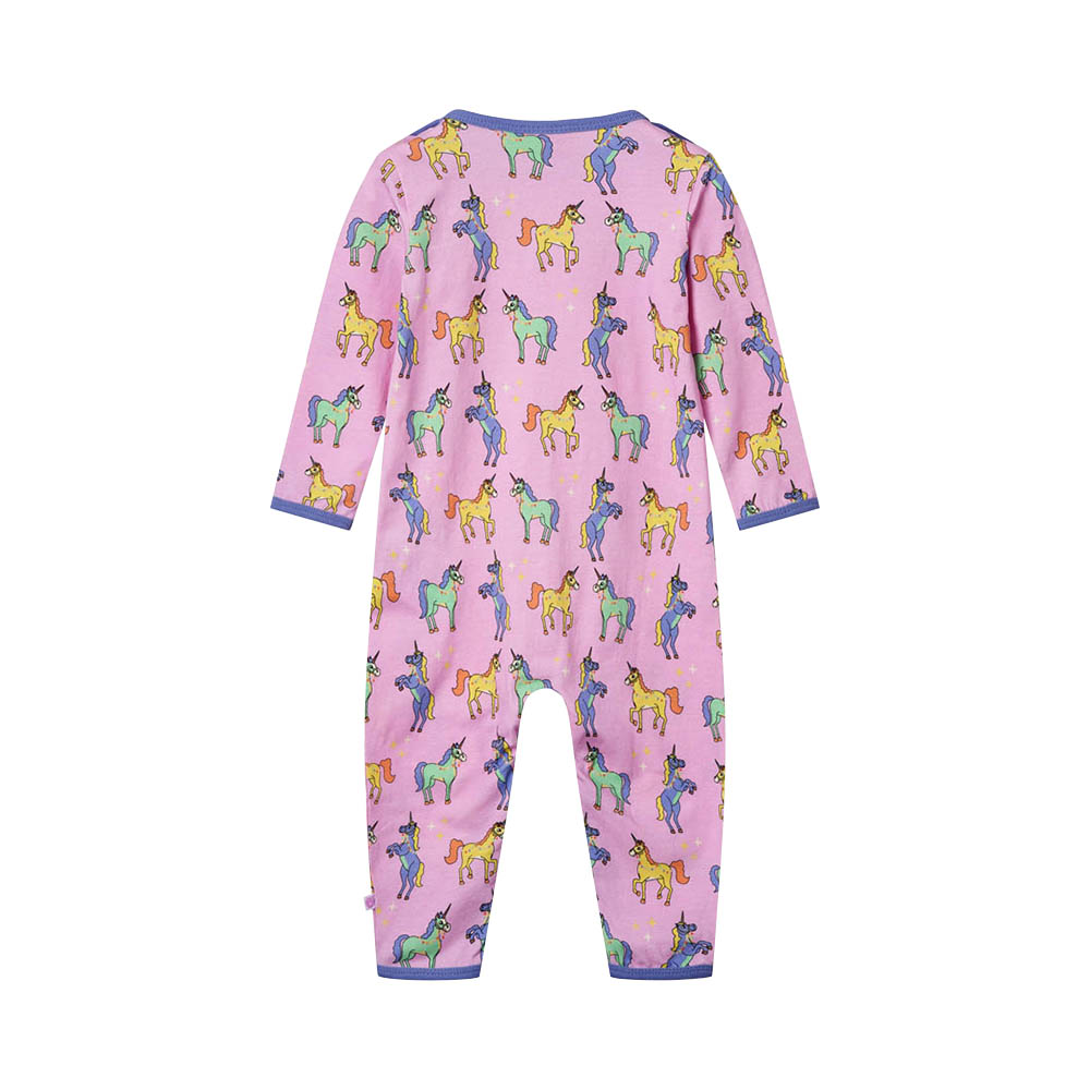 Smafolk Unicorn Print Long Sleeve Jumpsuit - Pink