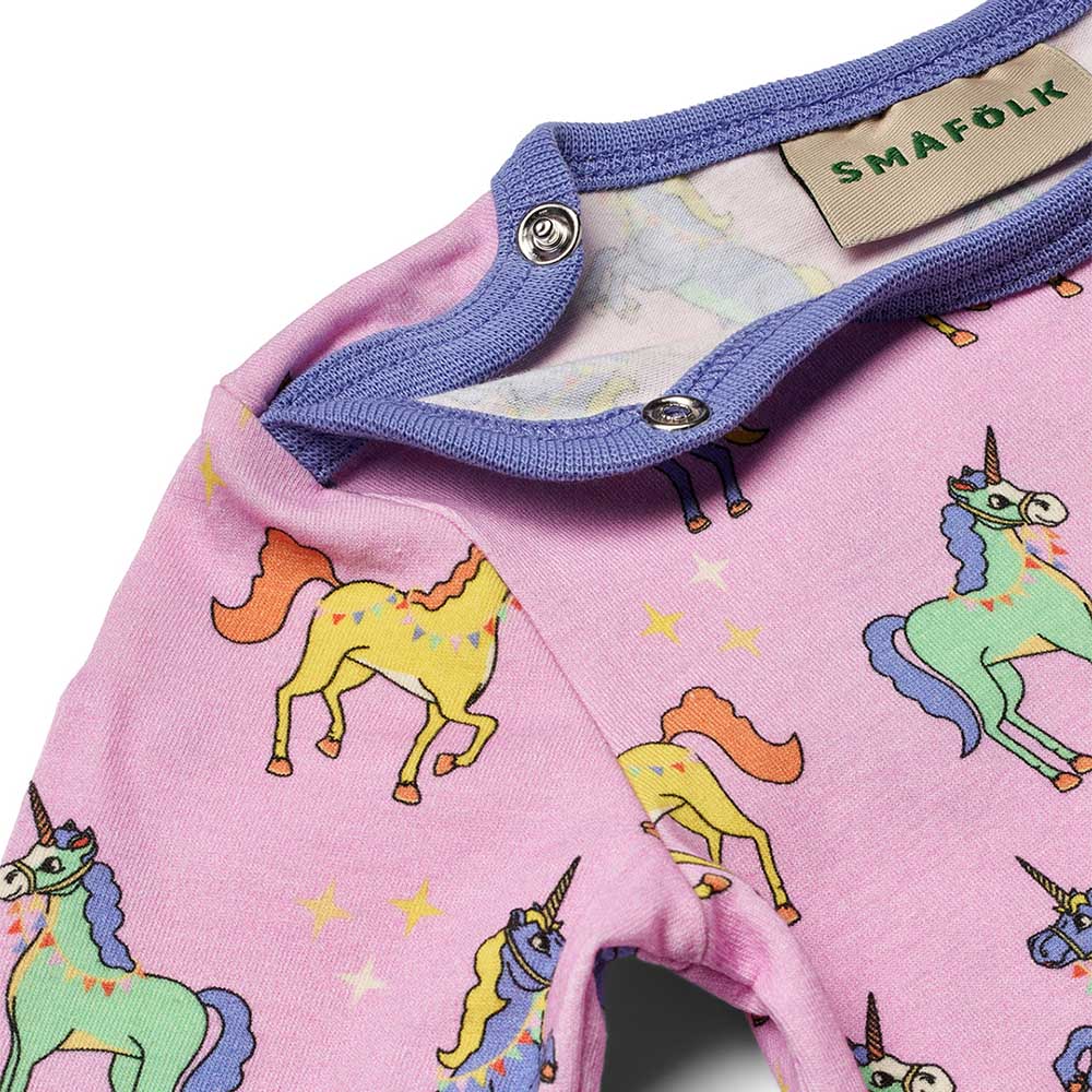 Smafolk Unicorn Print Long Sleeve Jumpsuit - Pink