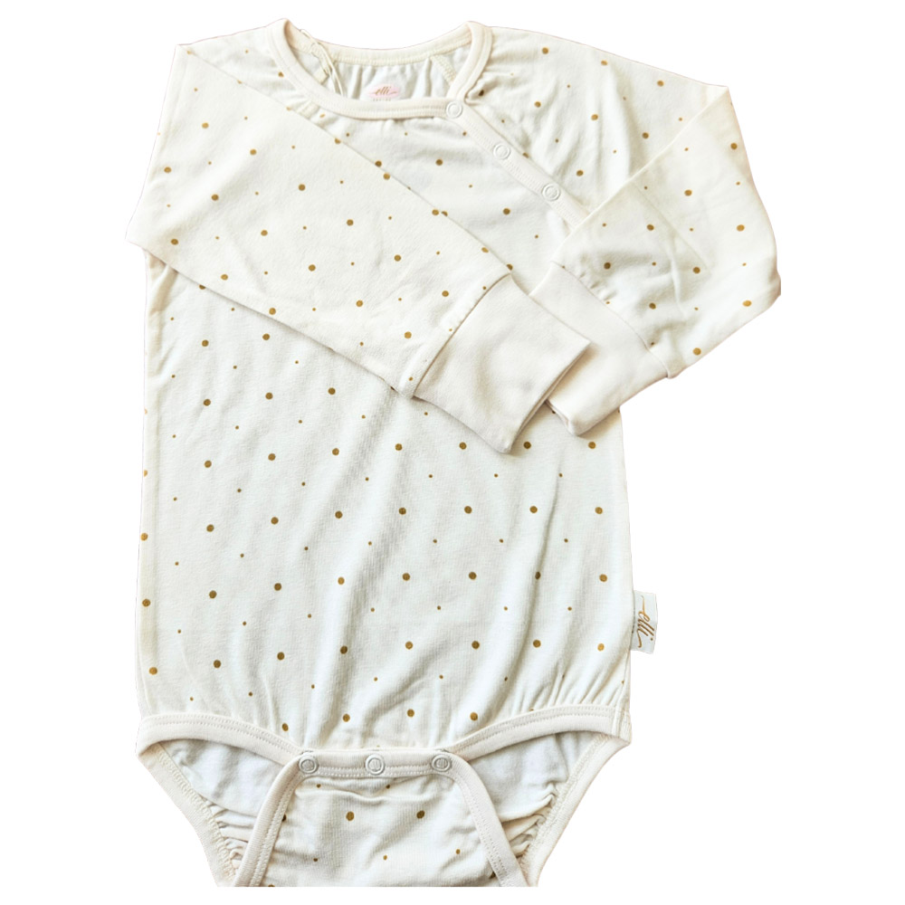 Elli Junior Bamboo Full Sleeves Bodysuit with Golden Dots - Beige