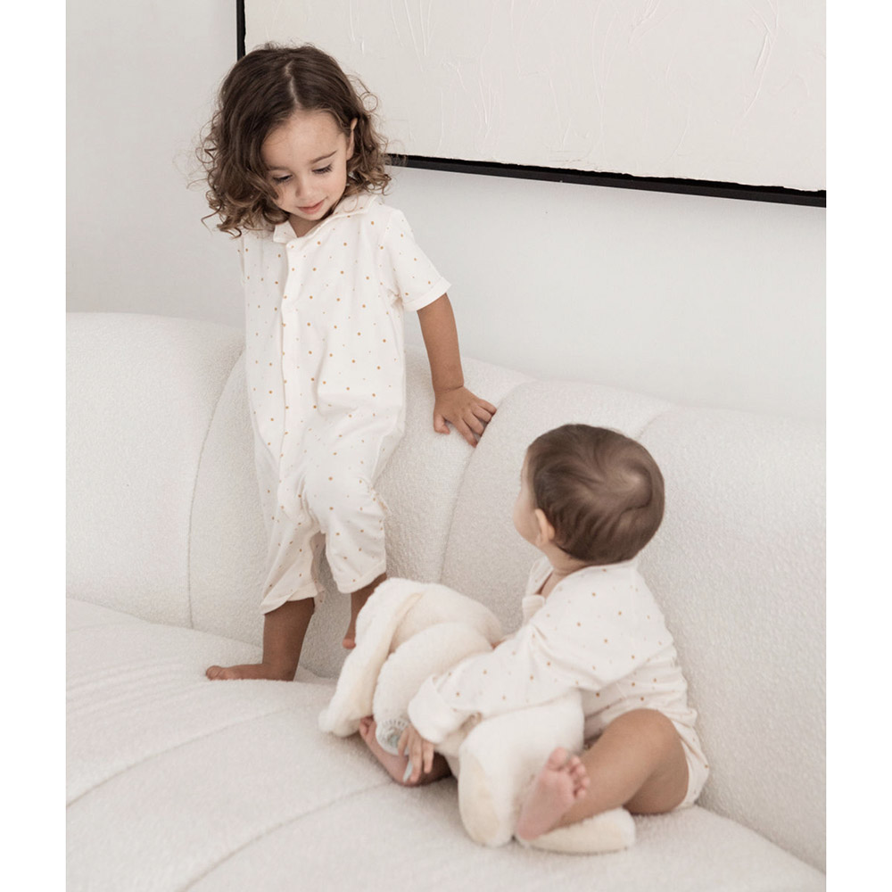 Elli Junior Bamboo Full Sleeves Bodysuit with Golden Dots - Beige