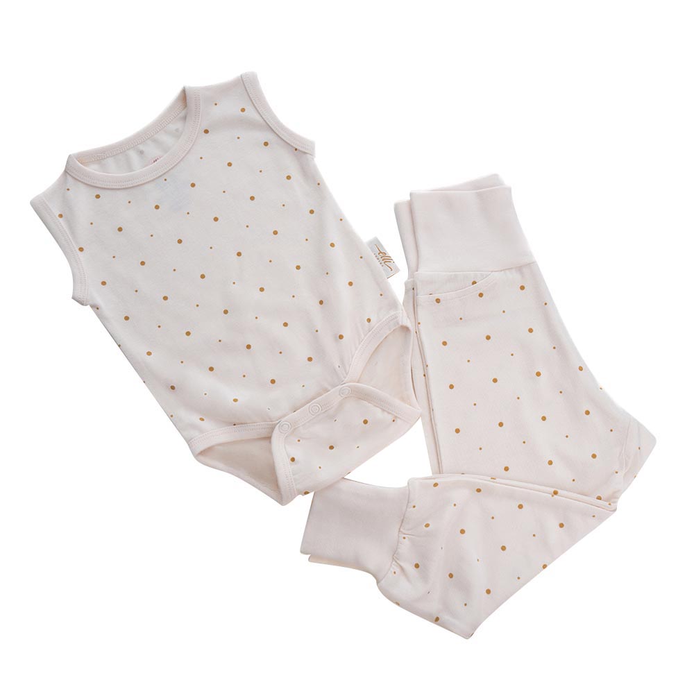 Elli Junior Bamboo Baby Pants with Golden Dots - Beige