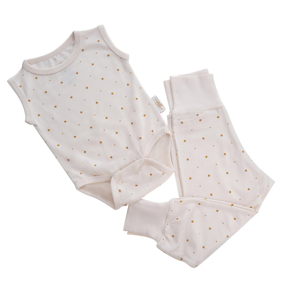 Elli Junior Bamboo Tank Bodysuit with Golden Dots - Beige