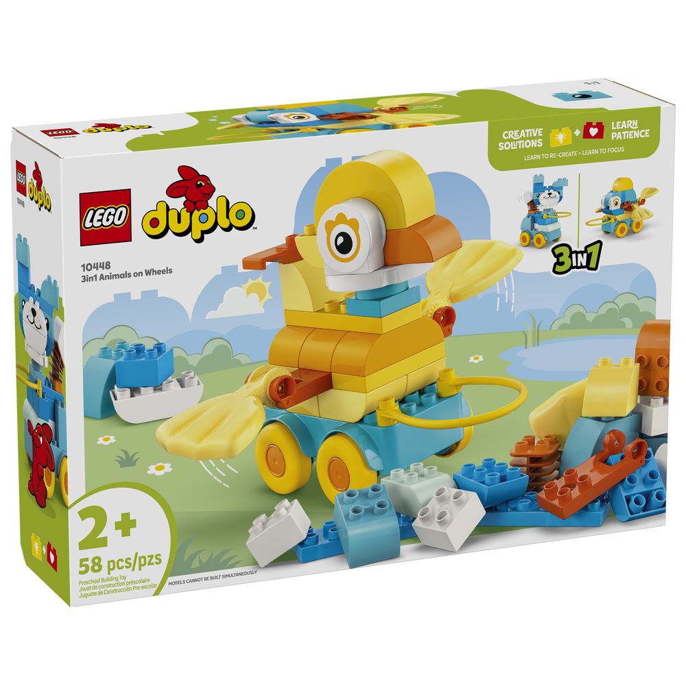Lego - Duplo 3-In-1 Animals On Wheels Building Set - 58 Pc Set