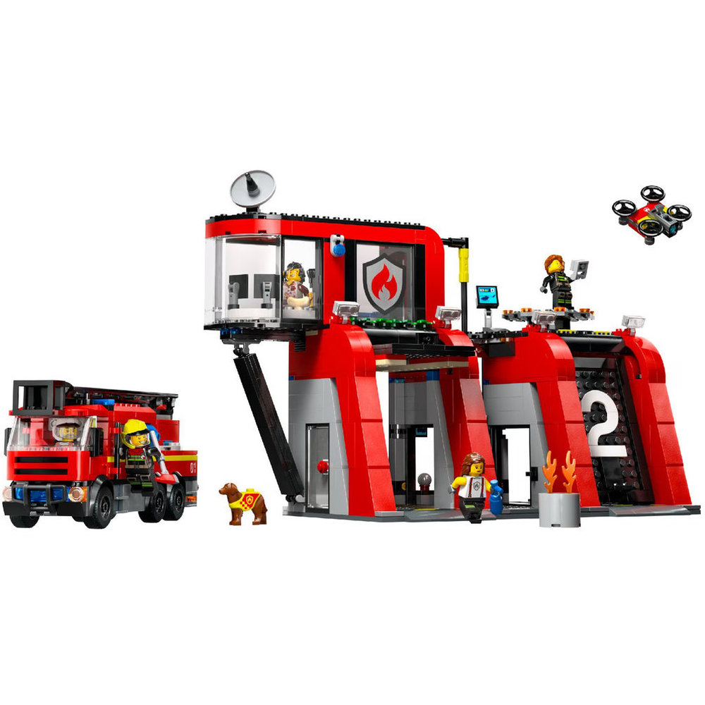 LEGO City - Fire Station With Fire Truck Building Set - 843 Pcs