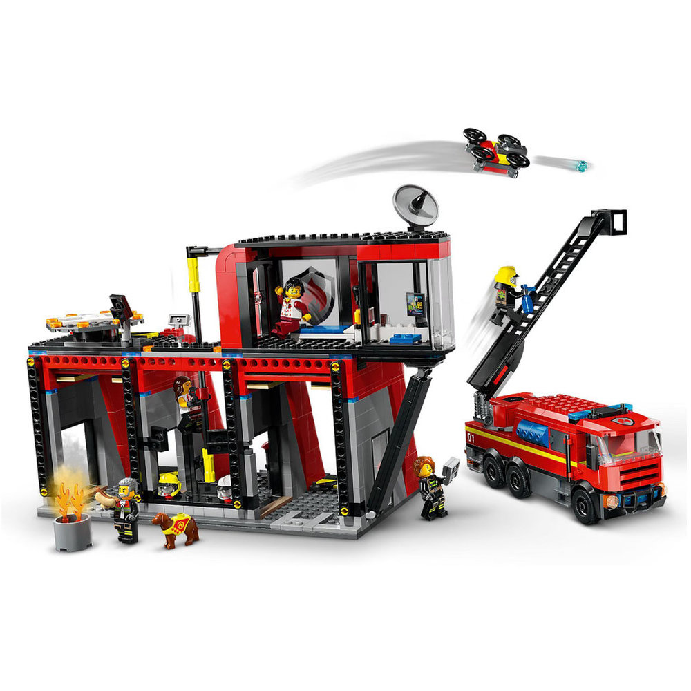 LEGO City - Fire Station With Fire Truck Building Set - 843 Pcs