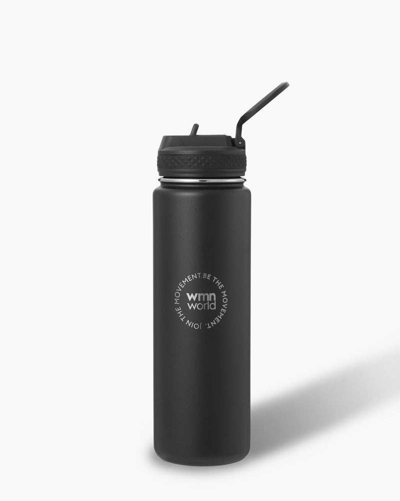 WMN World - Insulated Metal Straw Water Bottle 700ml - Black