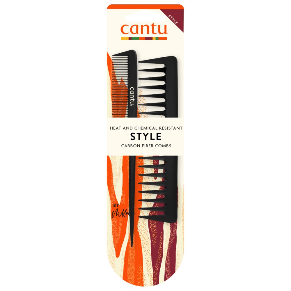 Cantu - Style Heat And Chemical Resistant Carbon Fiber Comb - Black