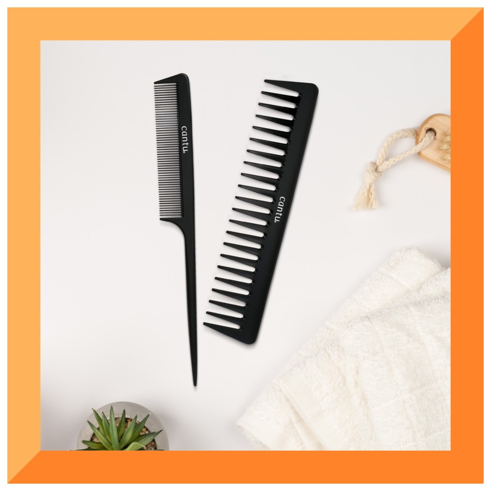 Cantu - Style Heat And Chemical Resistant Carbon Fiber Comb - Black