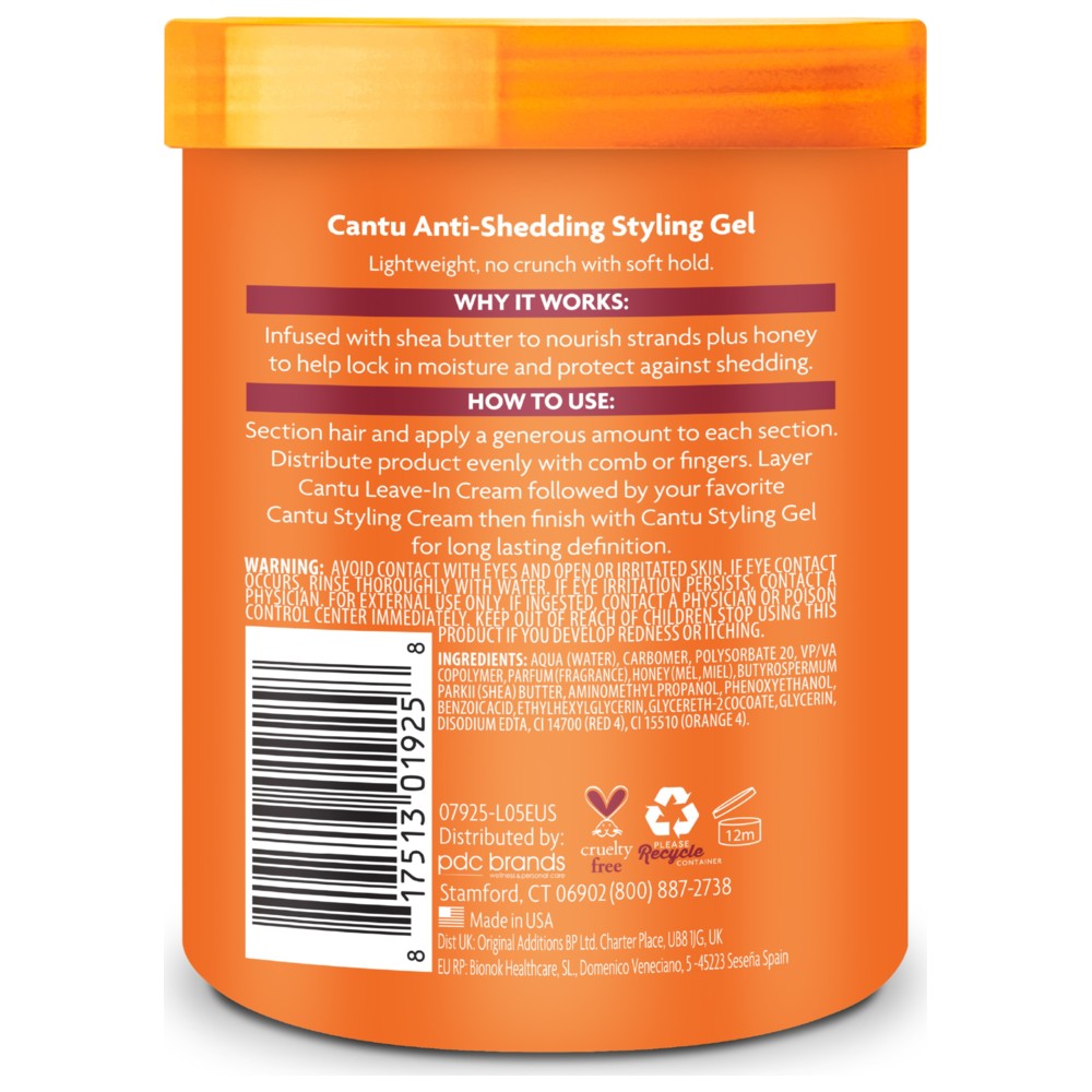 Cantu - Shea Butter Flexible Hold Anti-Shedding Styling Gel With Honey - 524 gm