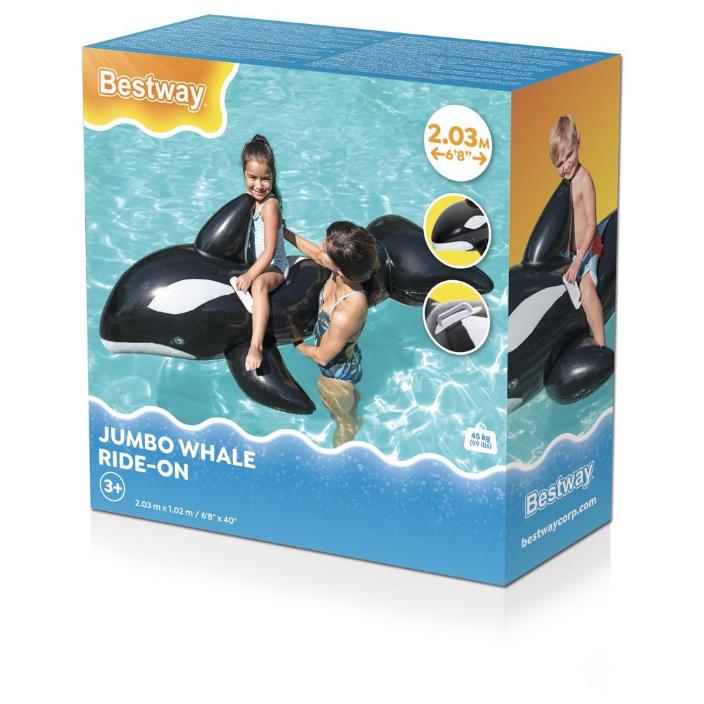 Bestway - Jumbo Whale Ride-On Inflatable Pool Float - Black
