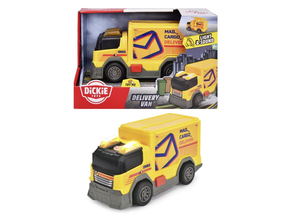Dickie - Delivery Van With Light & Sound - Yellow - 15 cm