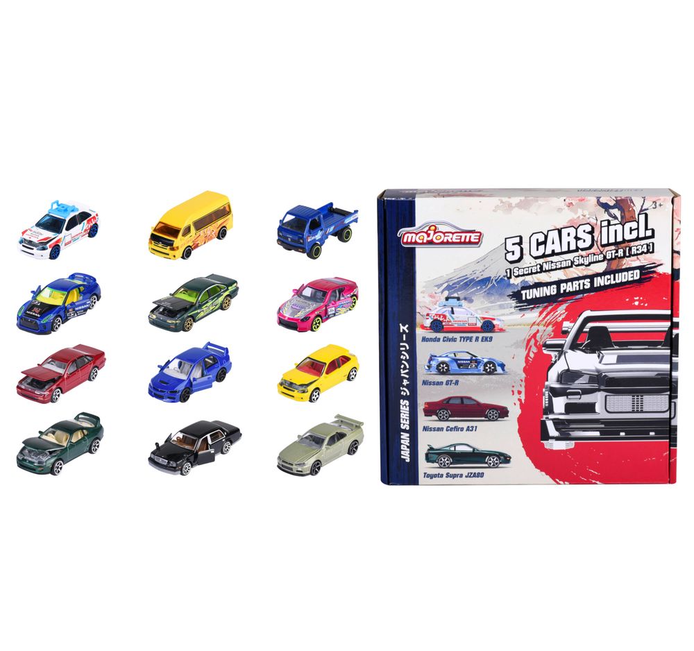 Majorette - Japan Series Model Cars - Style May Vary - 5 Pcs - 7.5 cm