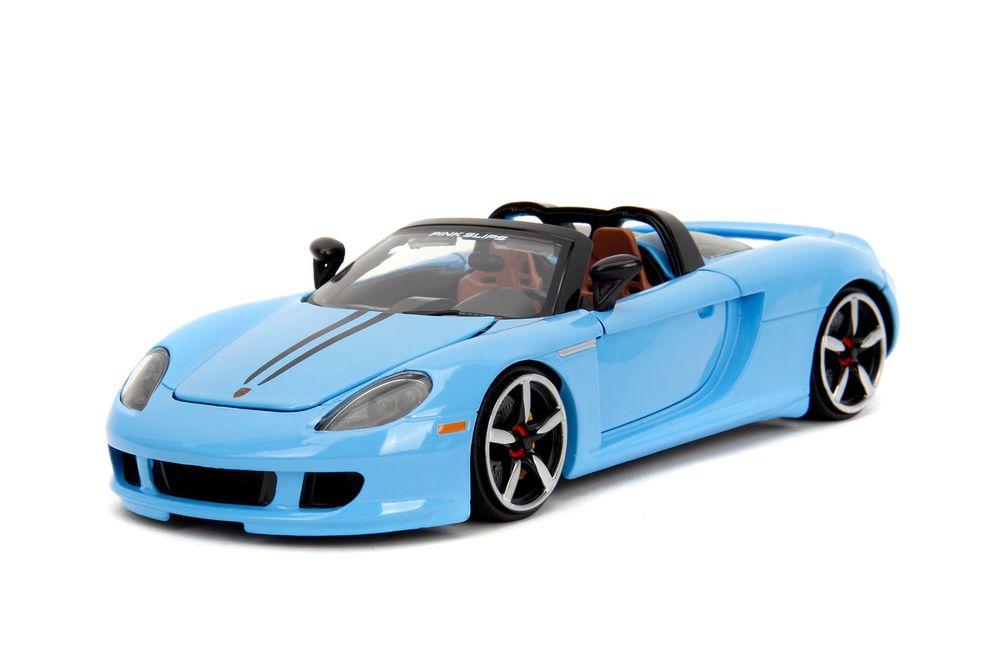 جيدا - سيارة دايكاست بورش كاريرا GT موديل 2005 بينك سليبس مع قاعدة - أزرق