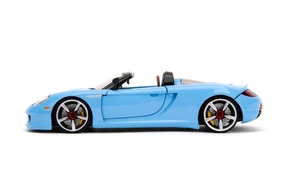 جيدا - سيارة دايكاست بورش كاريرا GT موديل 2005 بينك سليبس مع قاعدة - أزرق
