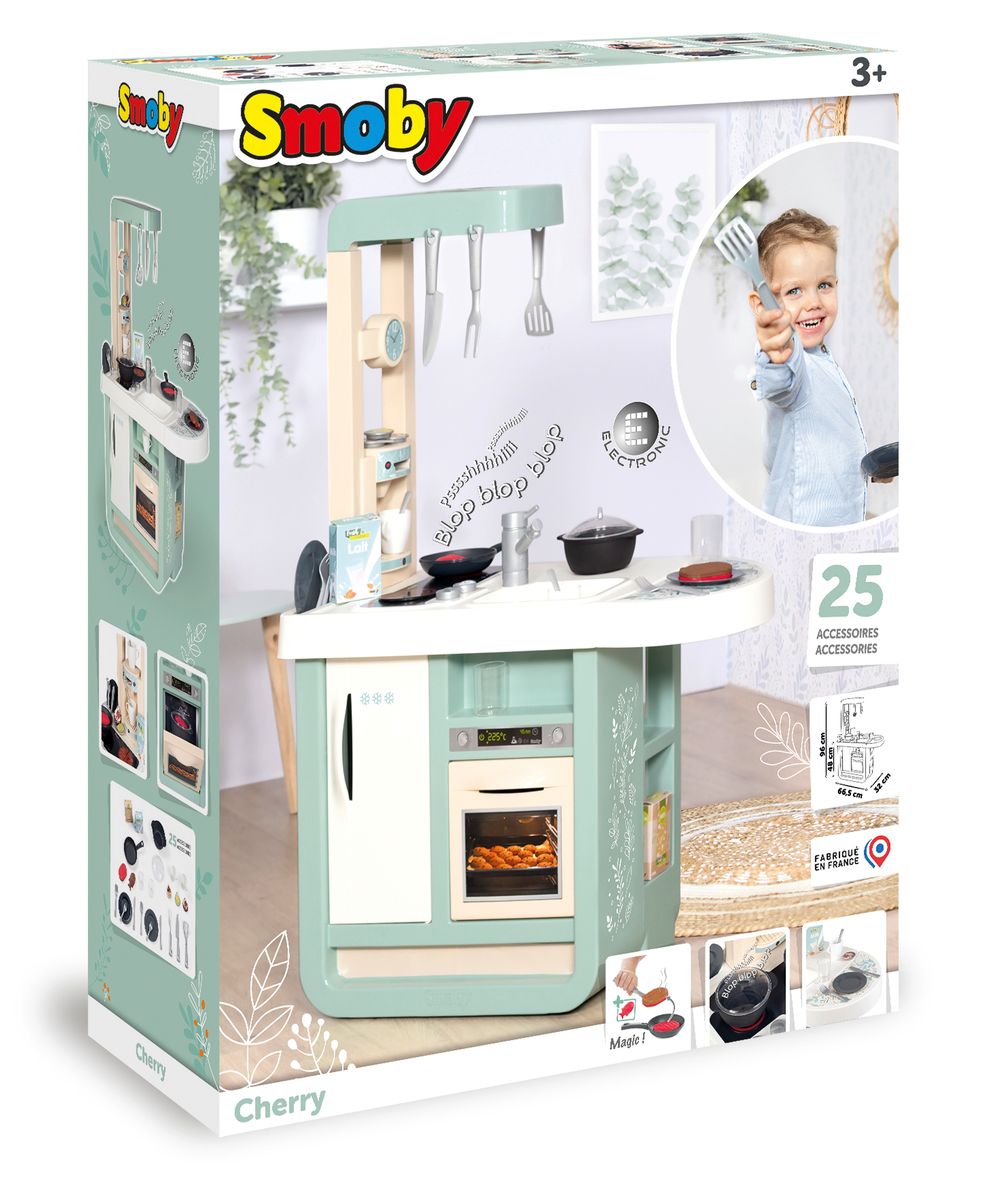 Smoby - Cherry Kitchen Pretend Playset With 25 Accessories - Multicolor