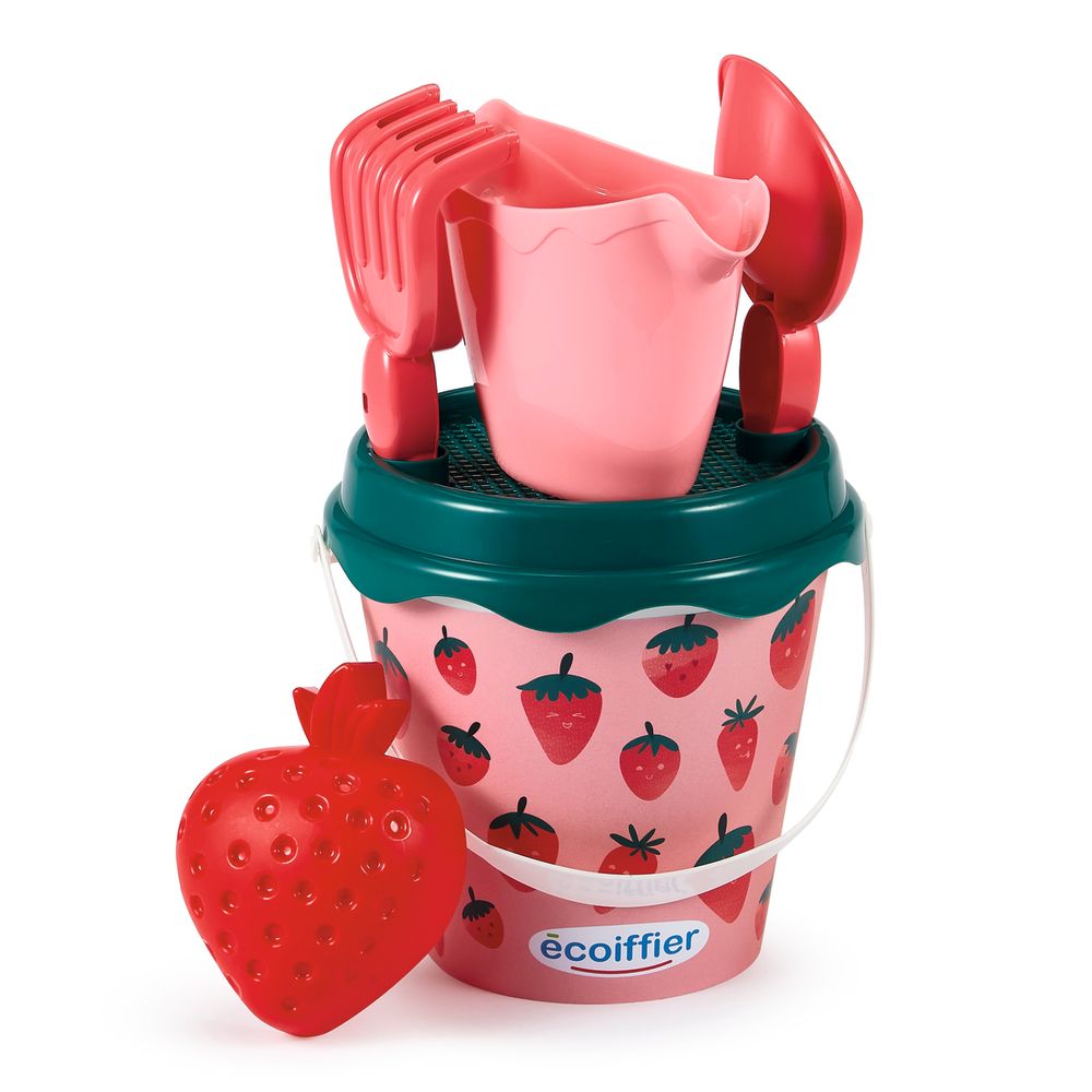 Ecoiffier - Garnished Strawberry Bucket Sand Playset - 17 cm - 6 Pcs