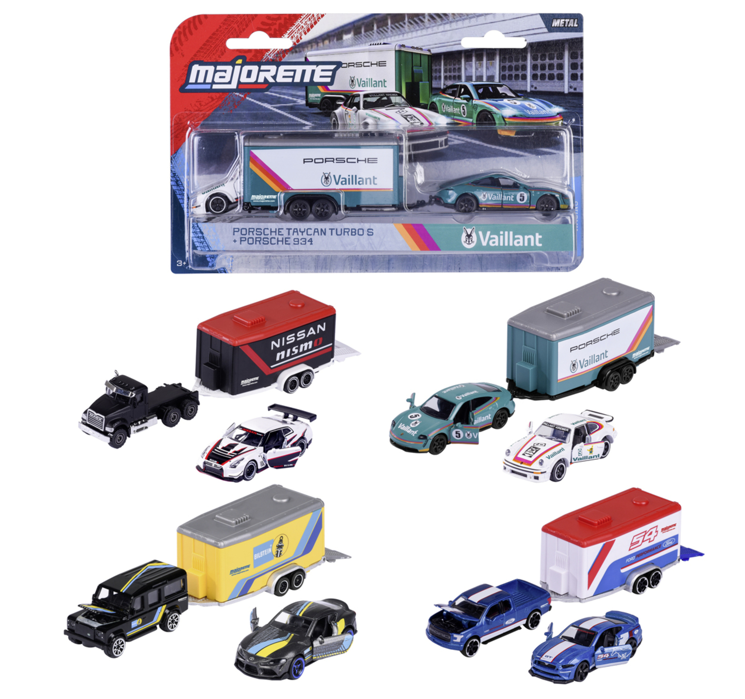 Majorette - Racing Deluxe Trailer 3pc-Set - Color May Vary