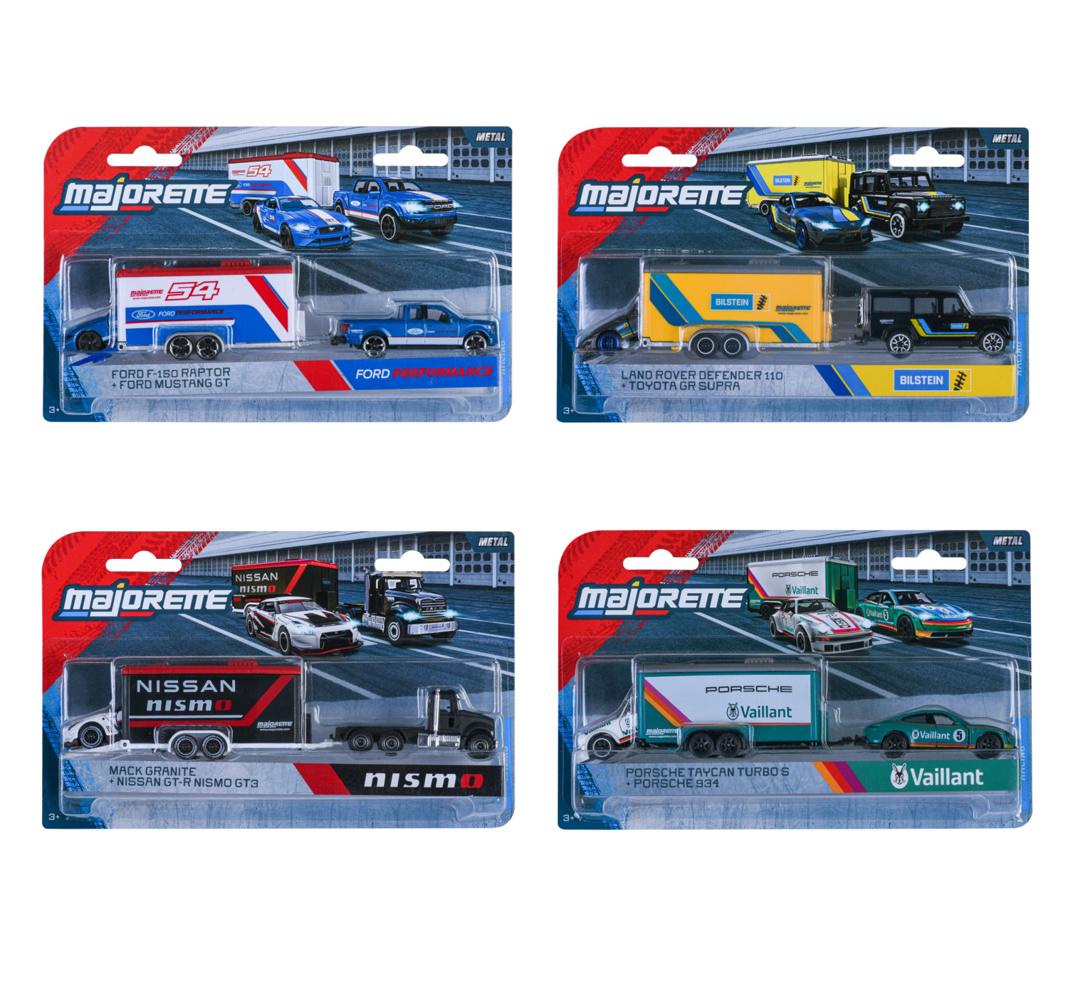 Majorette - Racing Deluxe Trailer 3pc-Set - Color May Vary