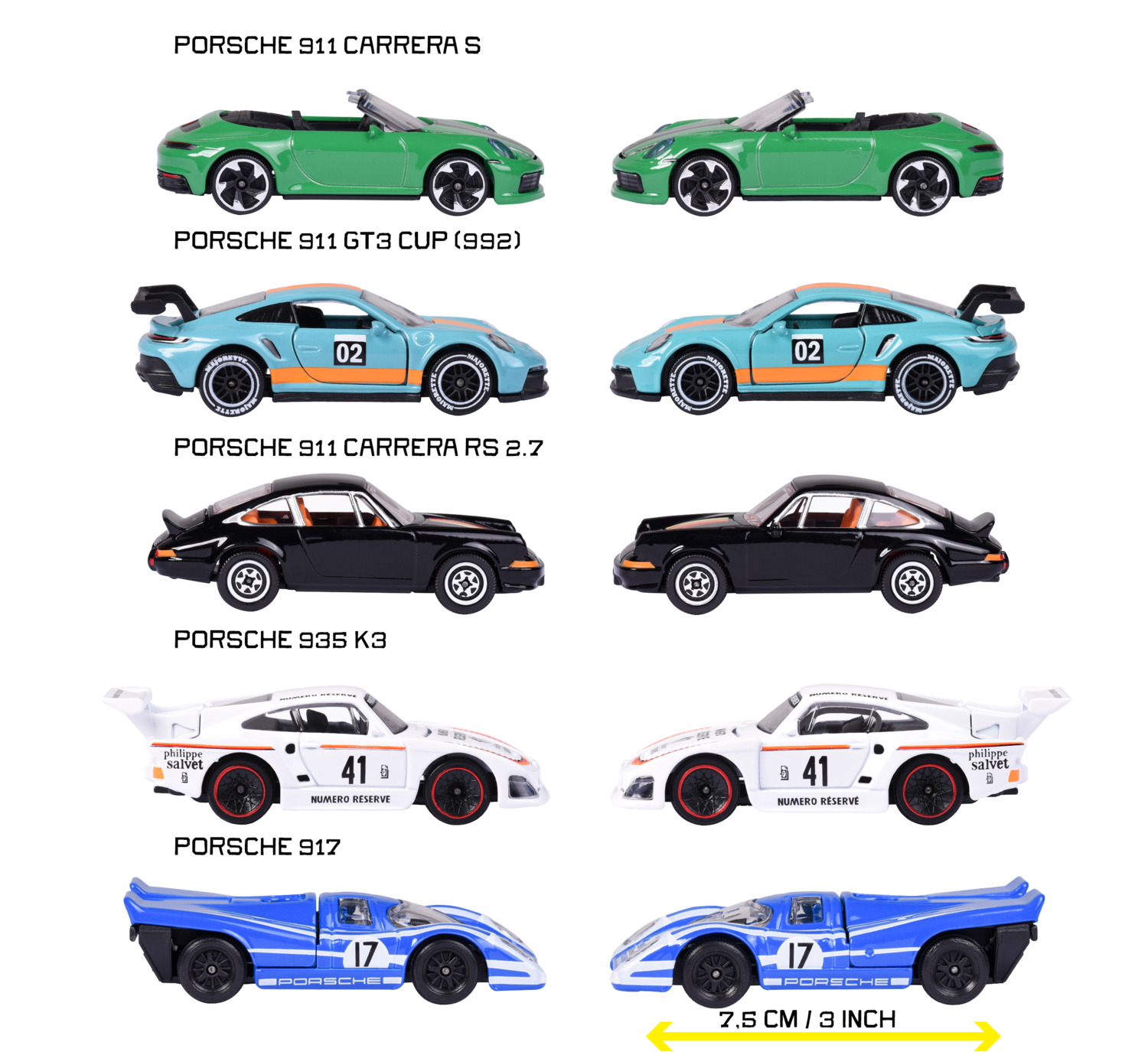 Majorette - Porsche 5 Diecast Model Cars