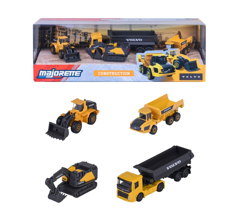 Majorette - Volvo Construction 4 Diecast Vehicles
