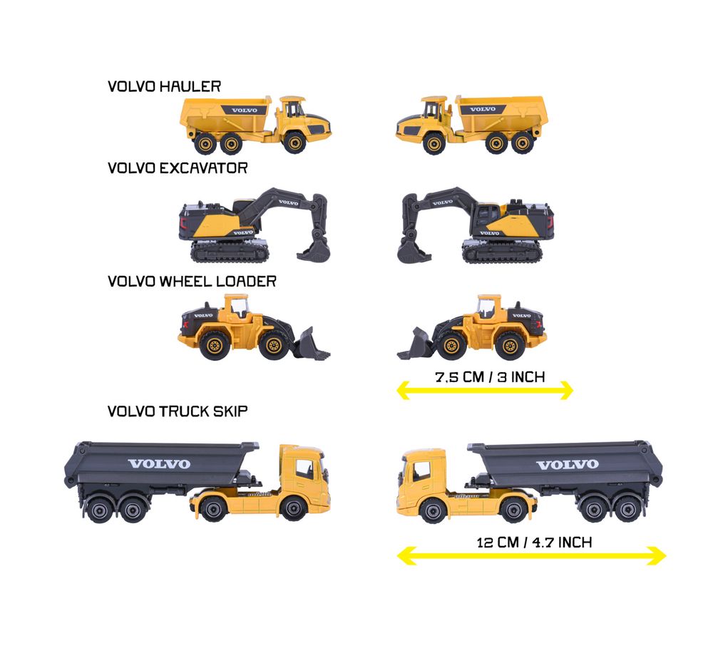 Majorette - Volvo Construction 4 Diecast Vehicles
