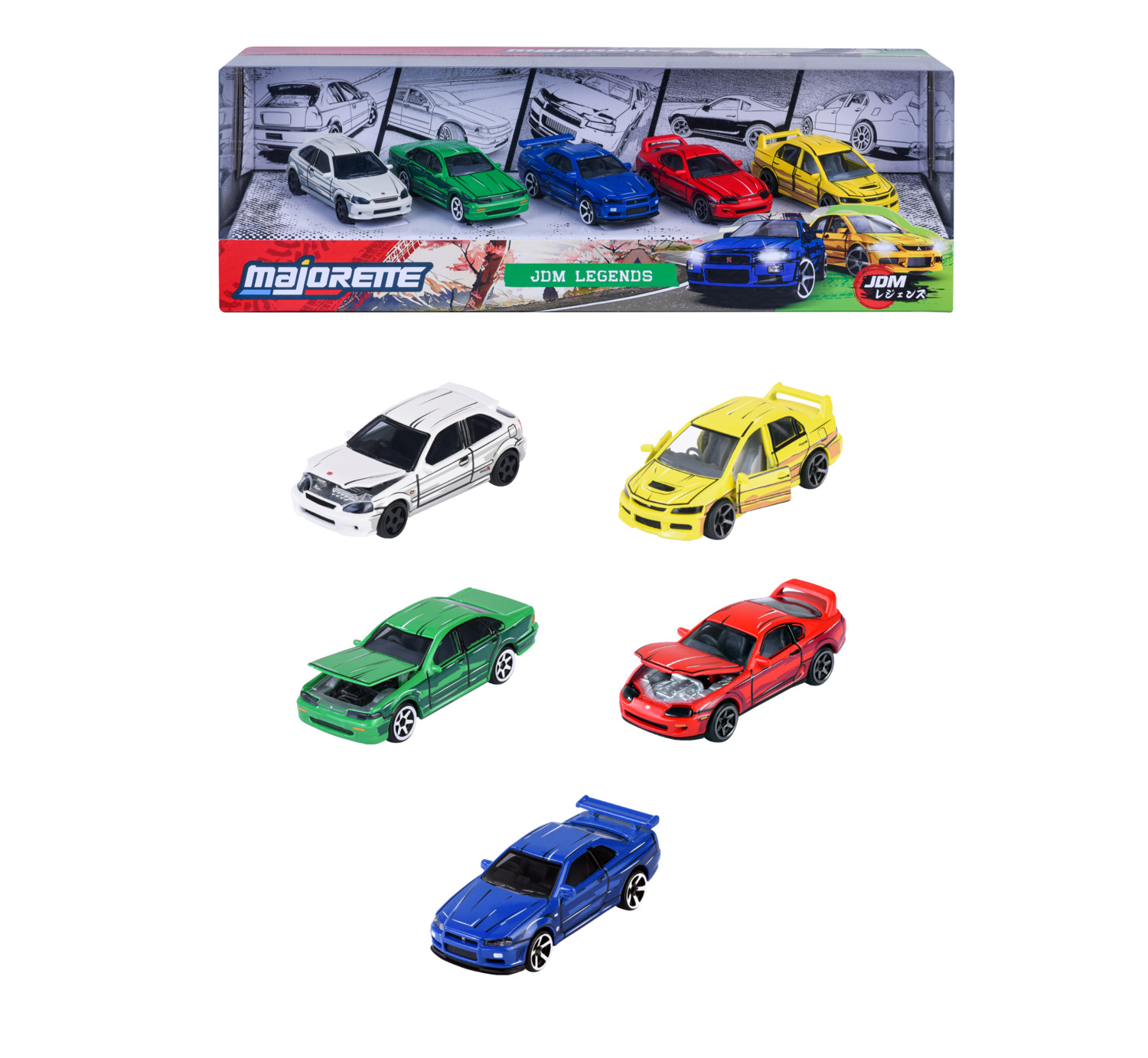 Majorette - JDM Legends Anime 5 Diecast Japanese Model Cars
