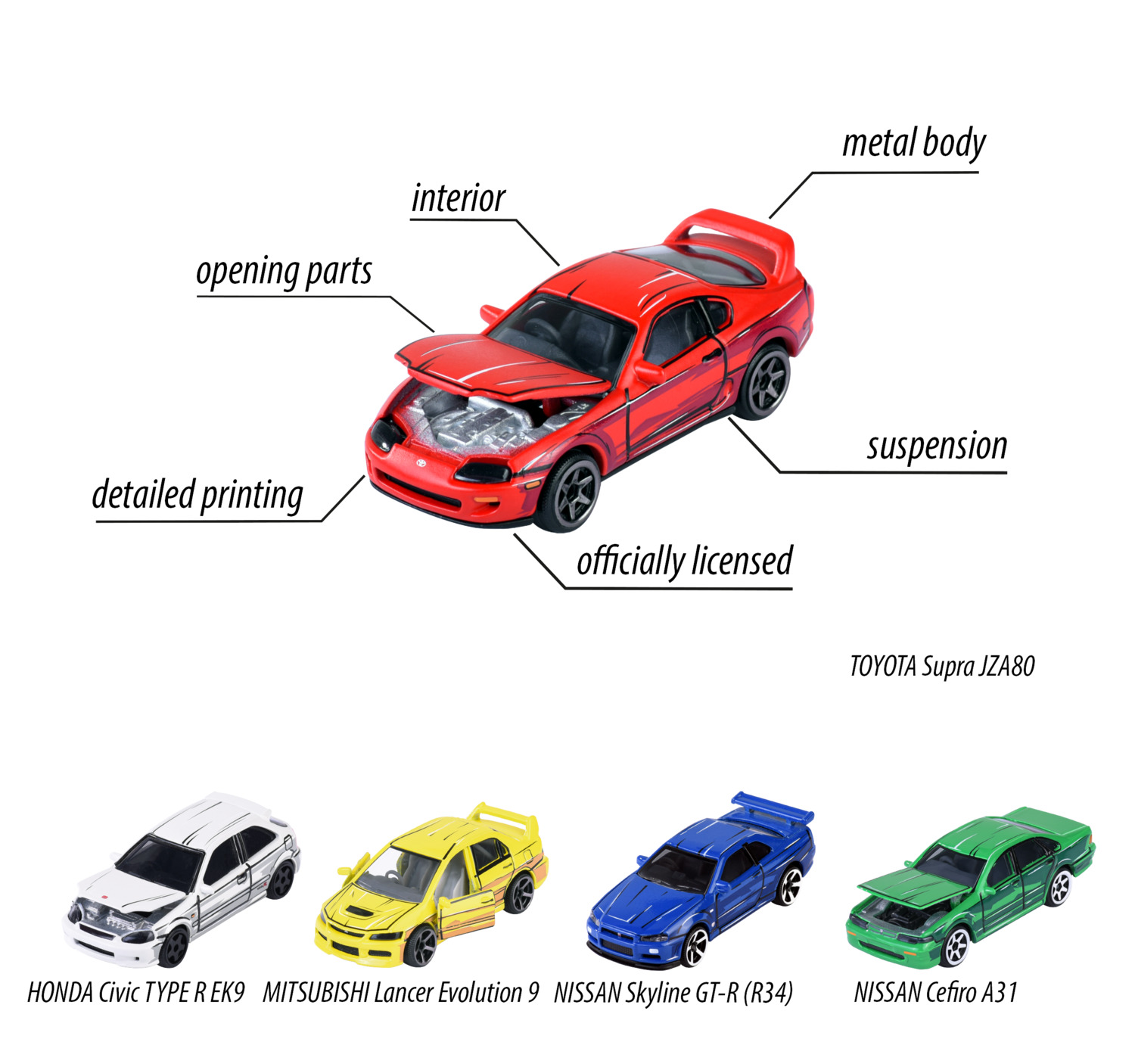 Majorette - JDM Legends Anime 5 Diecast Japanese Model Cars