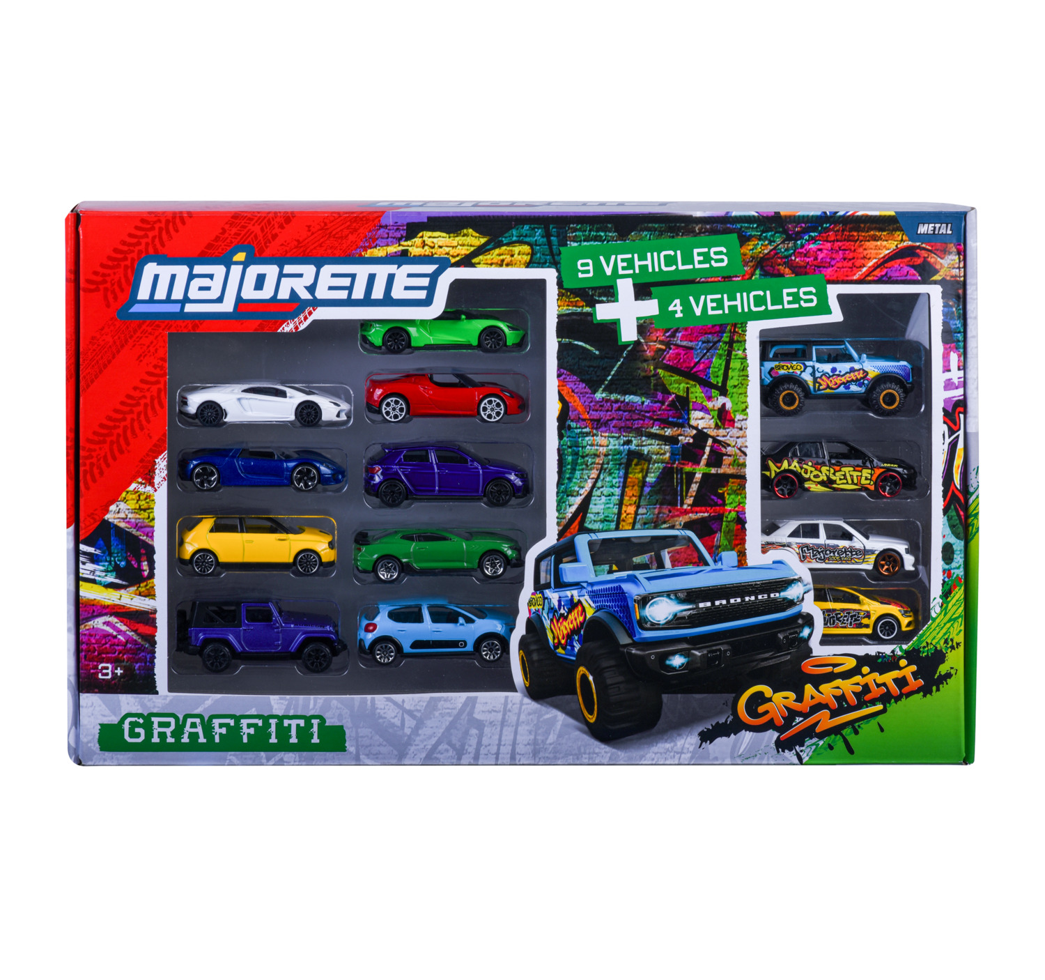 Majorette - Graffiti Diecast Car Gift Pack - 9+4 Pcs - 7.5 cm