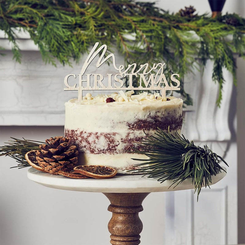 هوتي بالو - زينة كيك علوية خشبية Merry Christmas