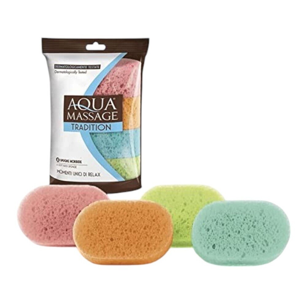 Aqua Massage - Tradition Soft Bath Sponge Set - Multicolor - 4 Pcs
