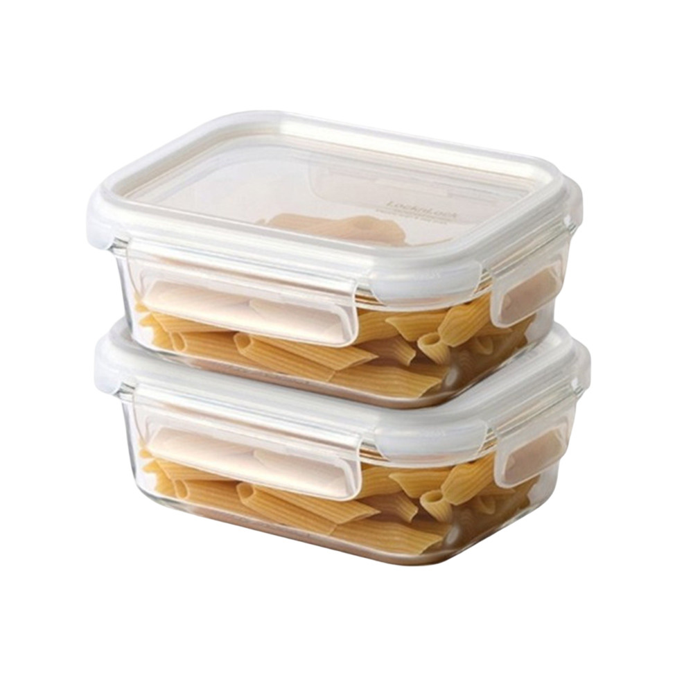 Locknlock - Stackable Rectangular Tempered Glass Food Container - 2 Pc Set