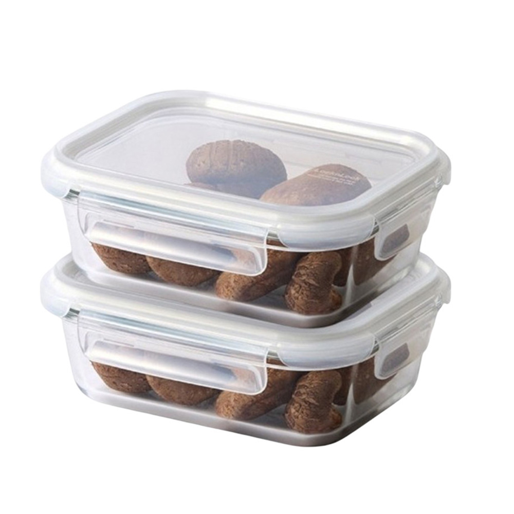 Locknlock - Stackable Rectangular Tempered Glass Food Container - 2 Pc Set