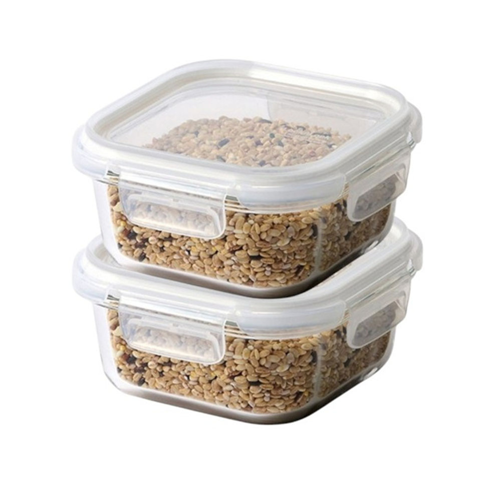Locknlock - Stackable Square Tempered Glass Food Container - 2 Pc Set