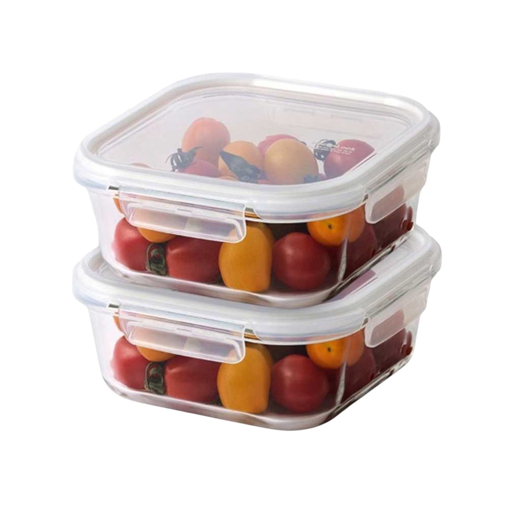 Locknlock - Stackable Square Tempered Glass Food Container - 2 Pc Set